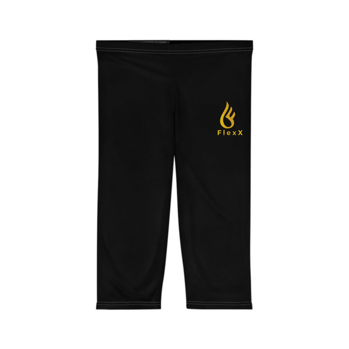 Black of Women’s Capri Leggings (AOP) - FlexX