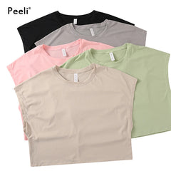 Loose Cropped Tops Active Wear - FlexX